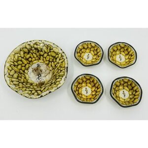 Vintage Planters Mr Peanut Snack Bowl Set One Large and Four Small